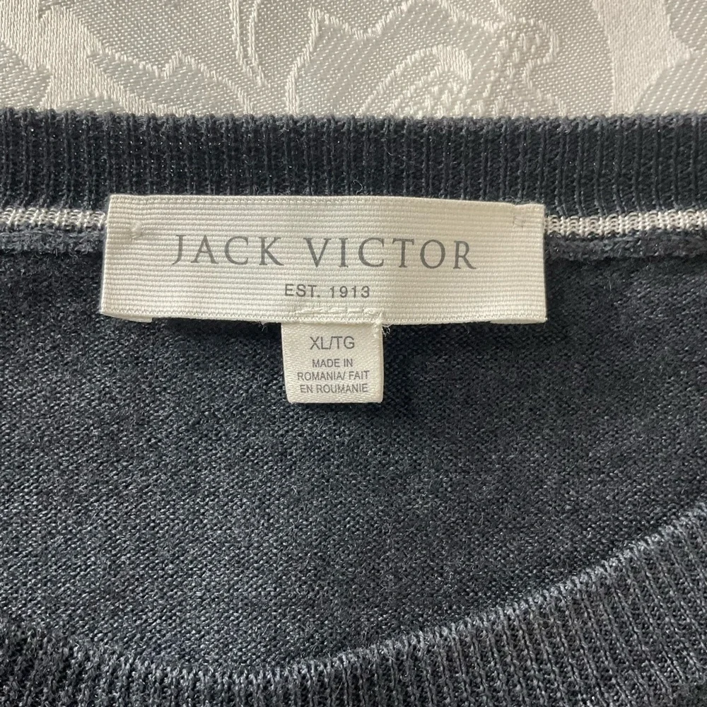 Jack Victor Black Virgin Wool Long Sleeve Crewneck Sweater Men’s Size XL/TG